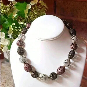 heavy matel balls Cooper brass  necklace